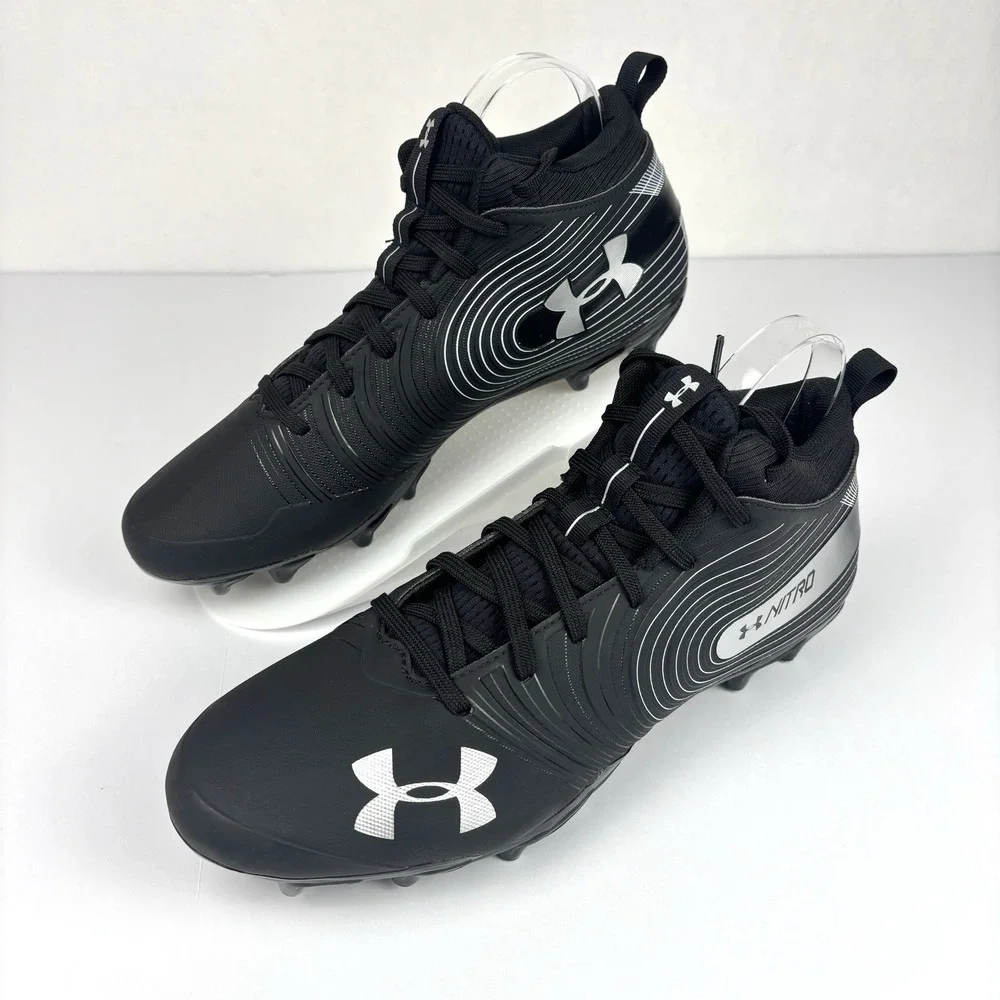 Under Armour Nitro Football Cleats Black White Men's Size 10.5 NWOB 3000181-001
